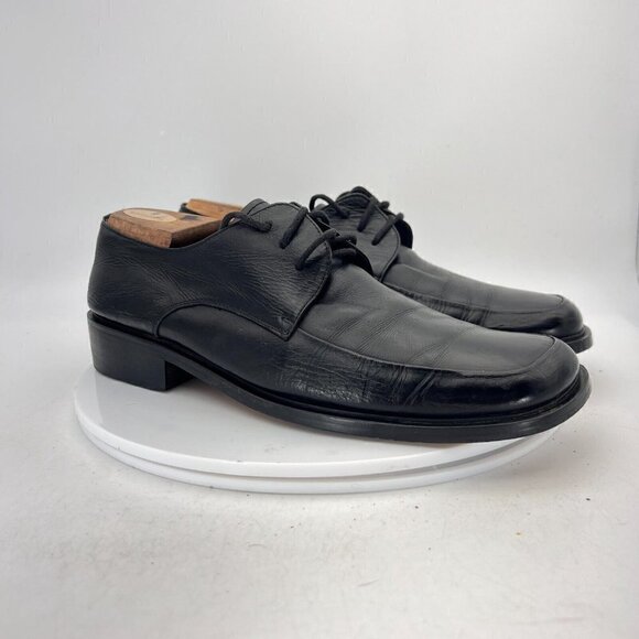 Brunello Men Size 10.5 Black Leather Square Toe Derby Dress Shoes